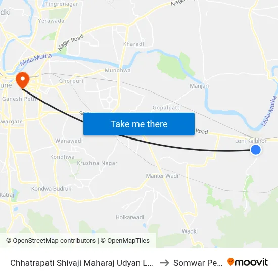 Chhatrapati Shivaji Maharaj Udyan Loni to Somwar Peth map