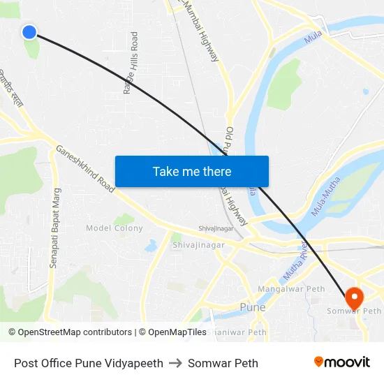 Post Office Pune Vidyapeeth to Somwar Peth map