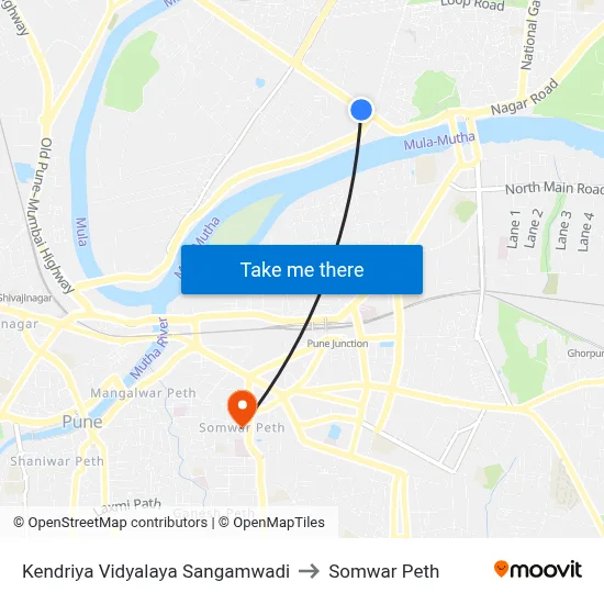 Kendriya Vidyalaya Sangamwadi to Somwar Peth map
