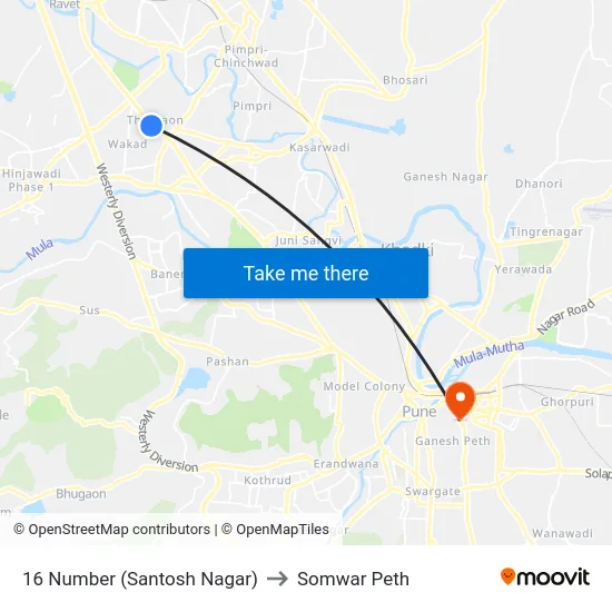 16 Number (Santosh Nagar) to Somwar Peth map