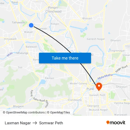 Laxman Nagar to Somwar Peth map