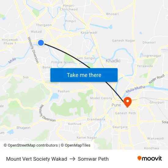Mount Vert Society Wakad to Somwar Peth map
