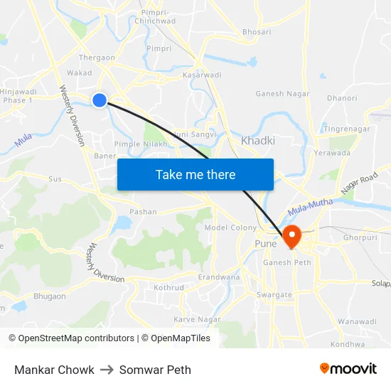 Mankar Chowk to Somwar Peth map