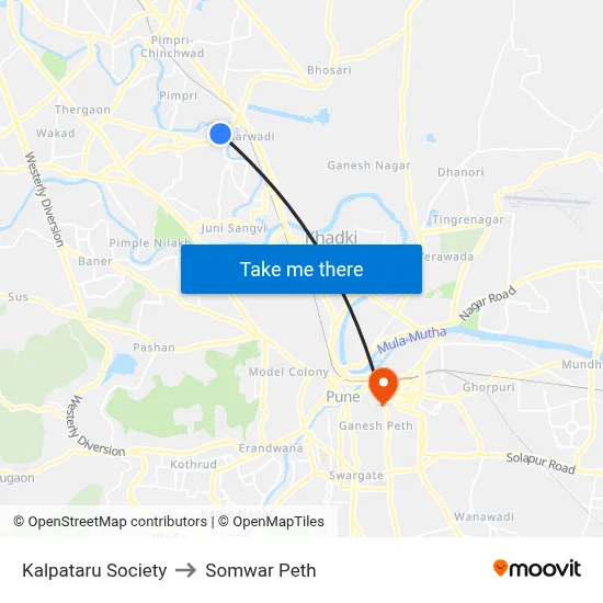 Kalpataru Society to Somwar Peth map