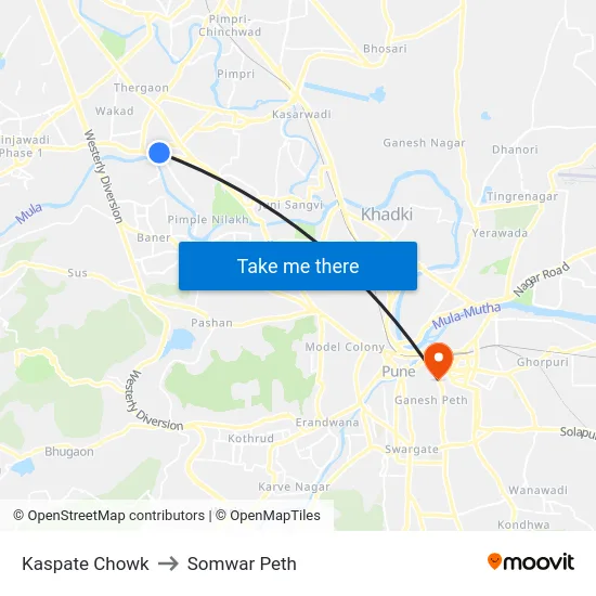 Kaspate Chowk to Somwar Peth map