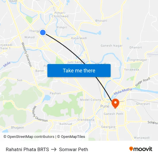 Rahatni Phata BRTS to Somwar Peth map