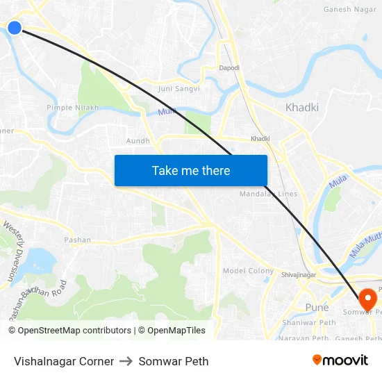Vishalnagar Corner to Somwar Peth map