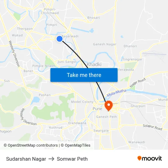 Sudarshan Nagar to Somwar Peth map