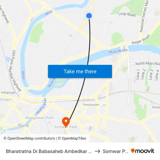 Bharatratna Dr.Babasaheb Ambedkar Society to Somwar Peth map