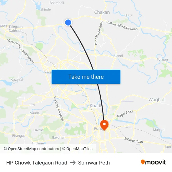 HP Chowk Talegaon Road to Somwar Peth map