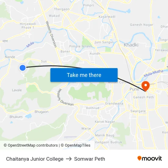 Chaitanya Junior College to Somwar Peth map