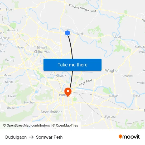 Dudulgaon to Somwar Peth map