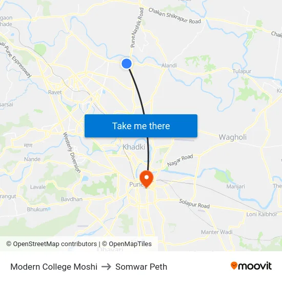 Modern College Moshi to Somwar Peth map