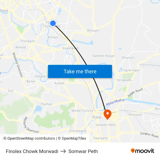Finolex Chowk Morwadi to Somwar Peth map