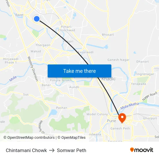 Chintamani Chowk to Somwar Peth map