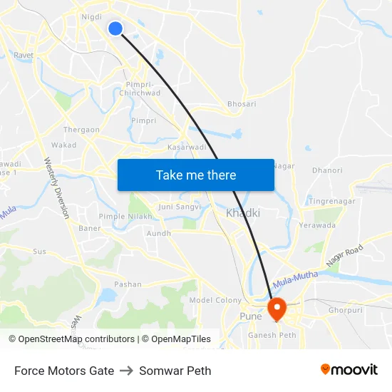 Force Motors Gate to Somwar Peth map