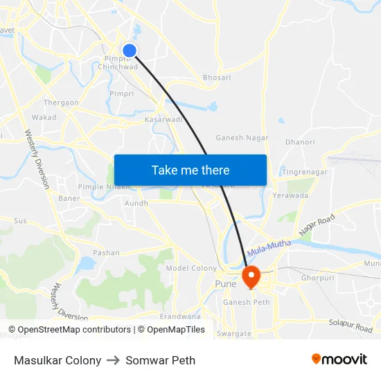 Masulkar Colony to Somwar Peth map