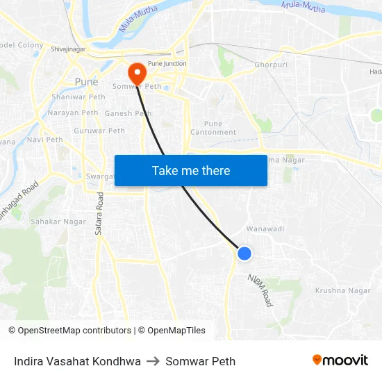 Indira Vasahat Kondhwa to Somwar Peth map