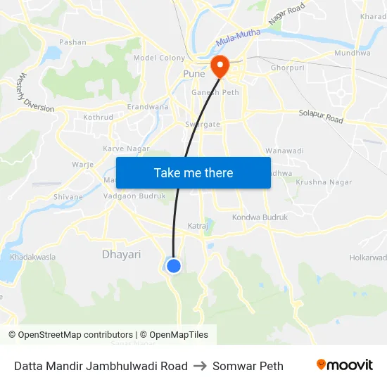 Datta Mandir Jambhulwadi Road to Somwar Peth map