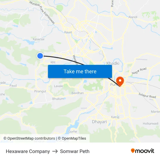 Hexaware Company to Somwar Peth map