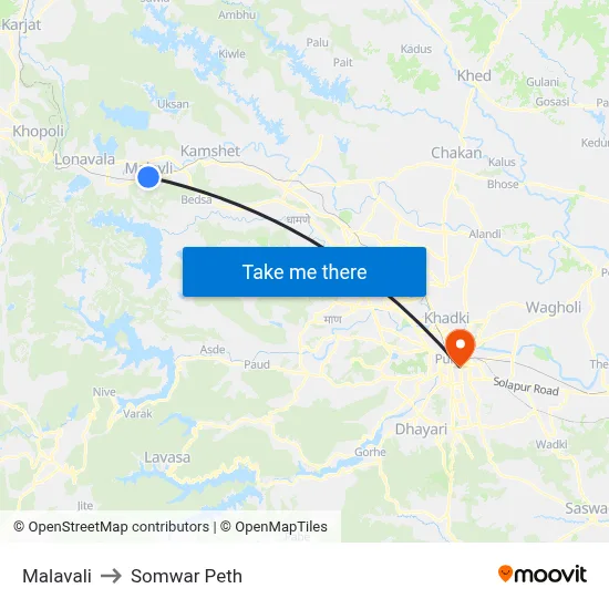Malavali to Somwar Peth map