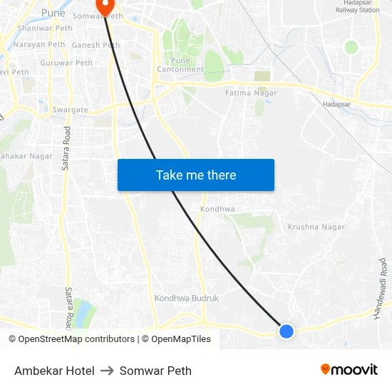 Ambekar Hotel to Somwar Peth map