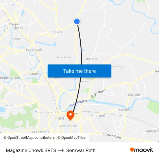 Magazine Chowk BRTS to Somwar Peth map