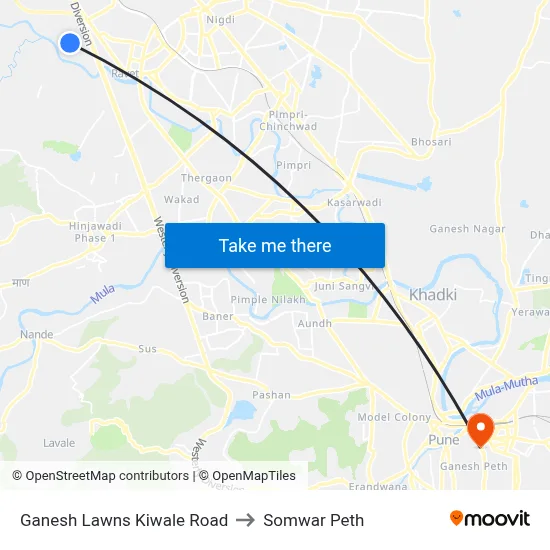 Ganesh Lawns Kiwale Road to Somwar Peth map