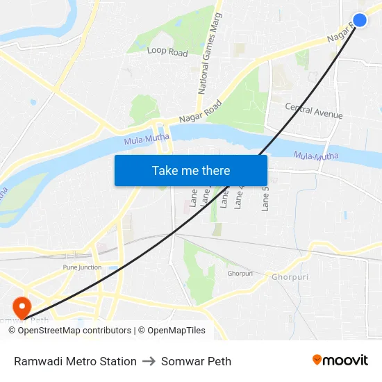 Ramwadi Metro Station to Somwar Peth map