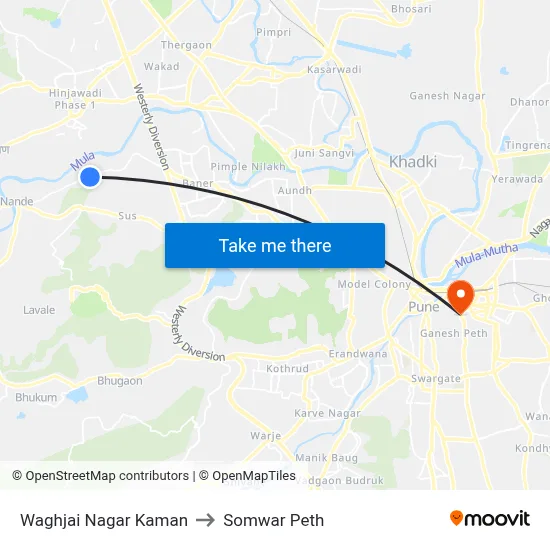 Waghjai Nagar Kaman to Somwar Peth map