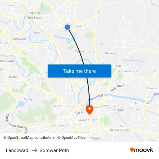Landewadi to Somwar Peth map