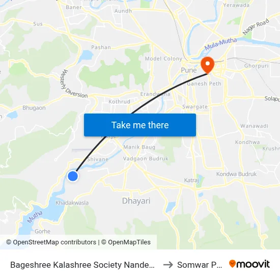 Bageshree Kalashree Society Nanded City to Somwar Peth map