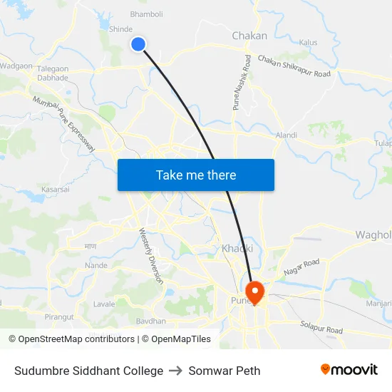 Sudumbre Siddhant College to Somwar Peth map
