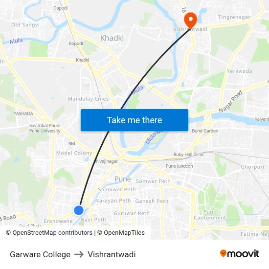 Garware College to Vishrantwadi map