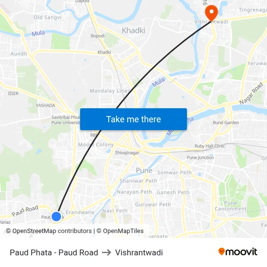 Paud Phata - Paud Road to Vishrantwadi map