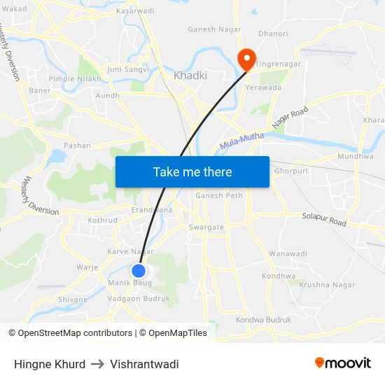 Hingne Khurd to Vishrantwadi map