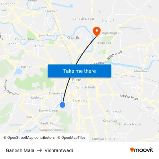 Ganesh Mala to Vishrantwadi map