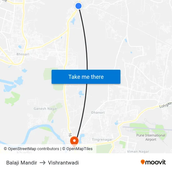 Balaji Mandir to Vishrantwadi map