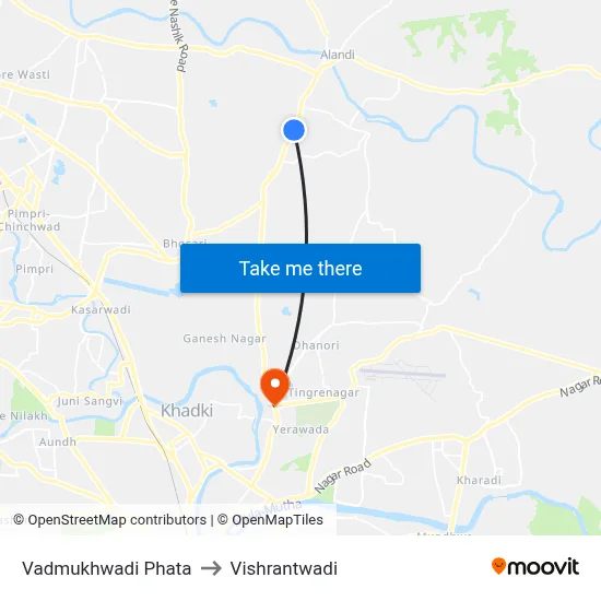 Vadmukhwadi Phata to Vishrantwadi map