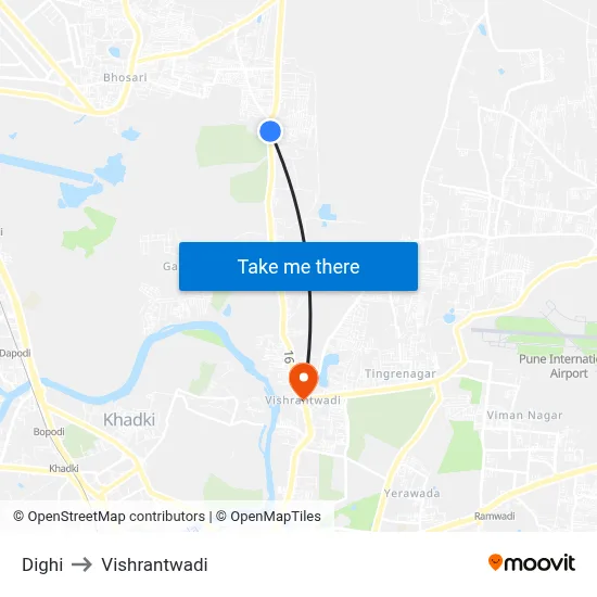 Dighi to Vishrantwadi map
