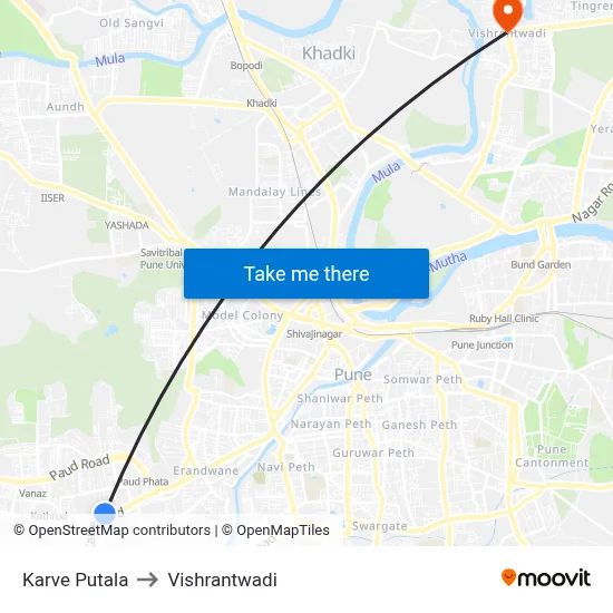 Karve Putala to Vishrantwadi map