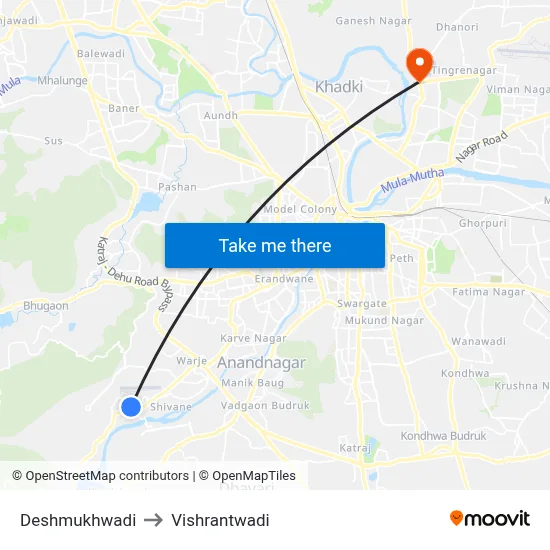 Deshmukhwadi to Vishrantwadi map