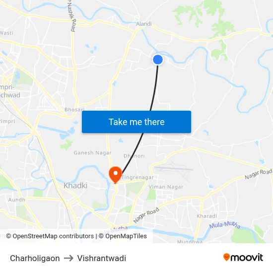 Charholigaon to Vishrantwadi map