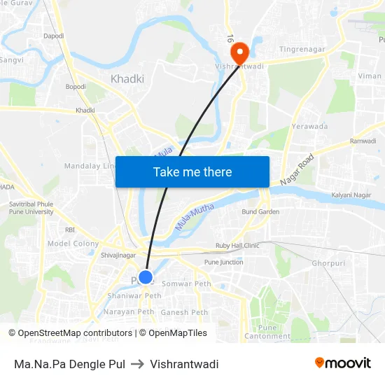 Ma.Na.Pa Dengle Pul to Vishrantwadi map