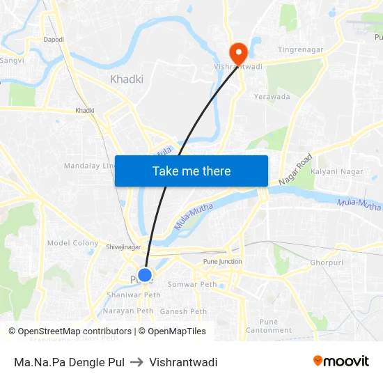 Ma.Na.Pa Dengle Pul to Vishrantwadi map