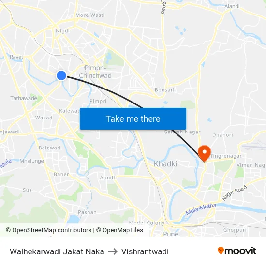 Walhekarwadi Jakat Naka to Vishrantwadi map