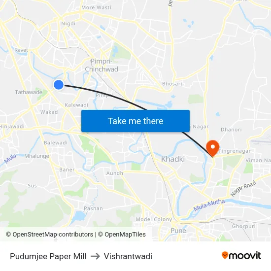 Pudumjee Paper Mill to Vishrantwadi map