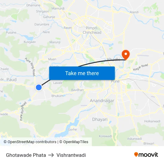 Ghotawade Phata to Vishrantwadi map