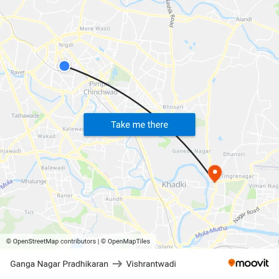 Ganga Nagar Pradhikaran to Vishrantwadi map