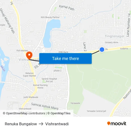 Renuka Bungalow to Vishrantwadi map